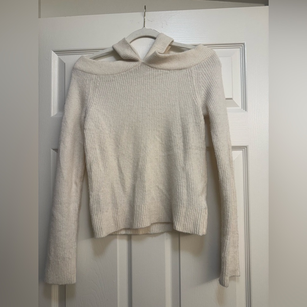Moth by Anthropologie Cream Off-Shoulder Sweater